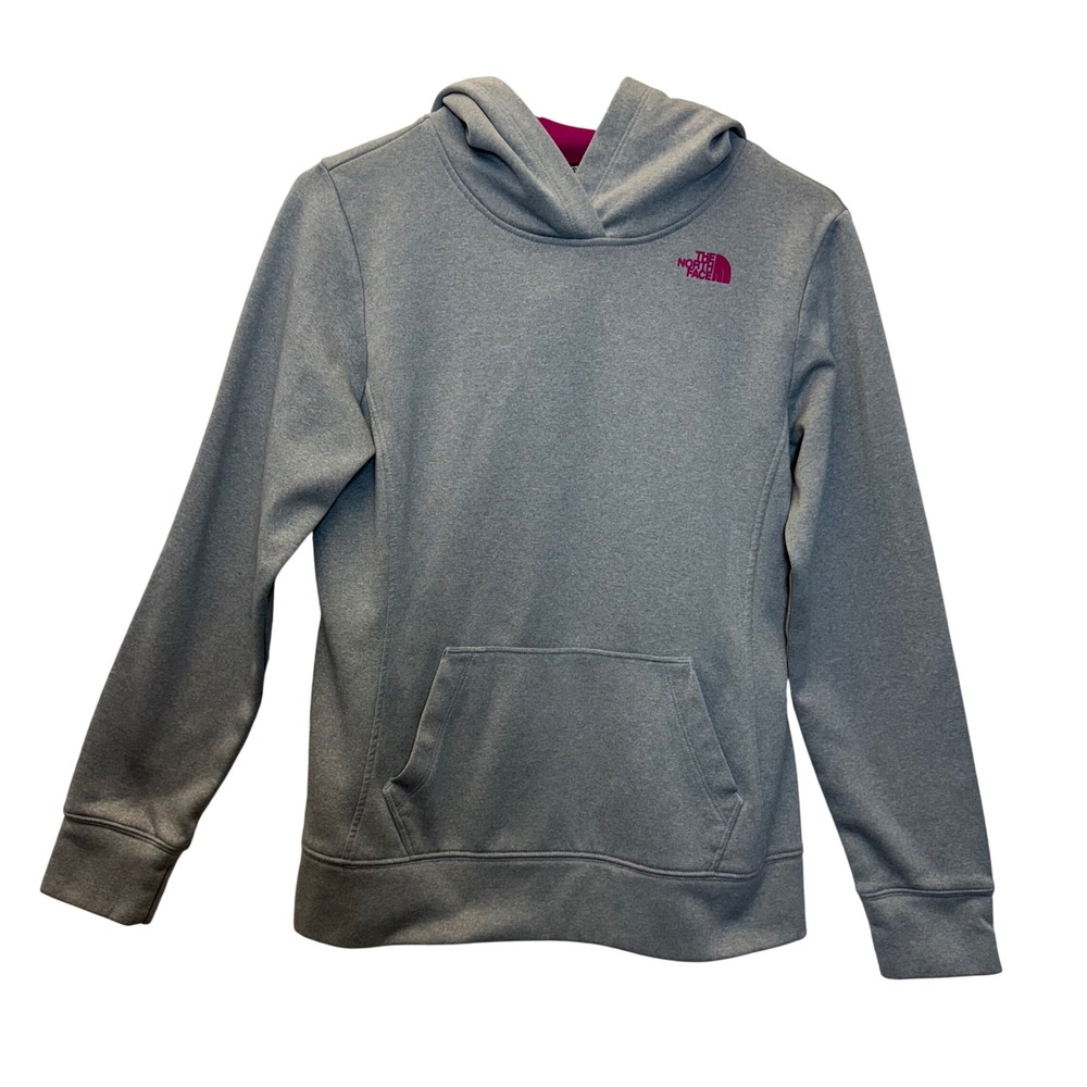 The North Face Hoodie Sweatshirt Gray Pullover‎ Logo Front Pouch Pocket